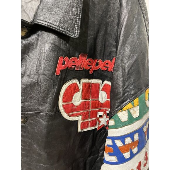 Vintage Pelle Pelle Black Leather Jacket Size 3XL - Picture 4 of 11